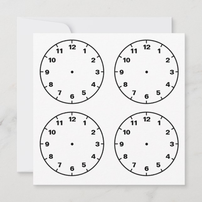 Blank Clock-faces Downloadable Printable Cards (Front)