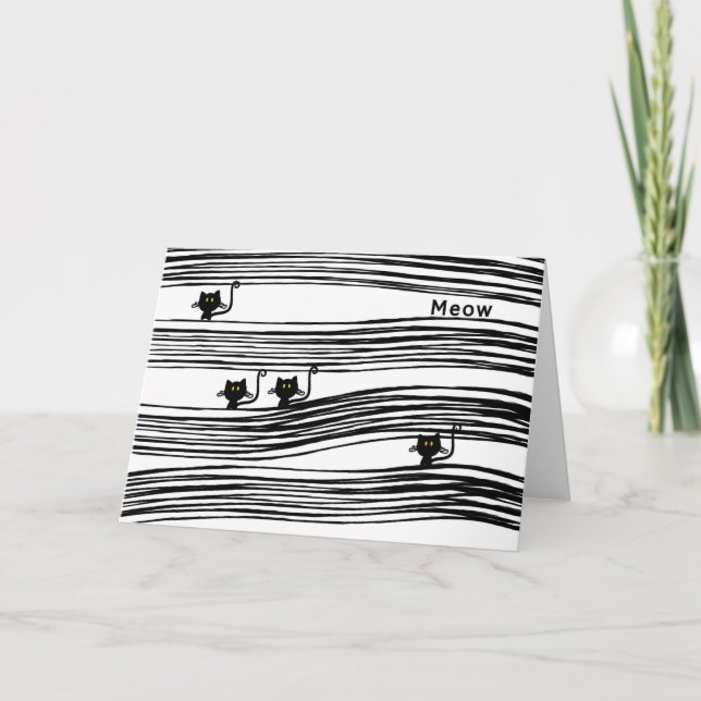 Blank Comical Cat Note Card. Card (Front)