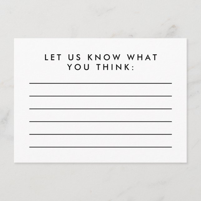 Blank Comment Card (Front)