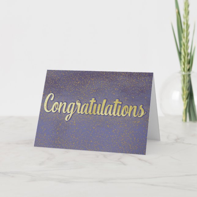 Blank Congratulations Blue and Gold Card (Front)
