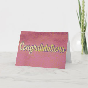 Blank Congratulations Pink and Gold Card