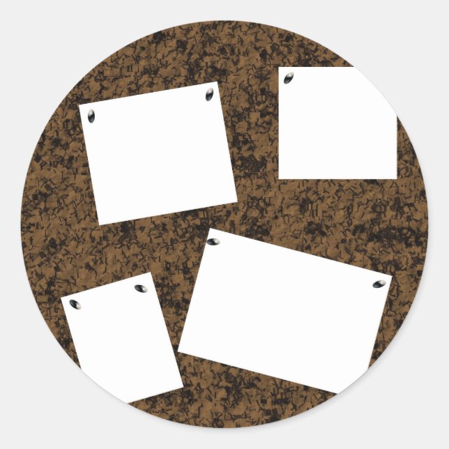 Blank Cork Board With Papers Classic Round Sticker (Front)