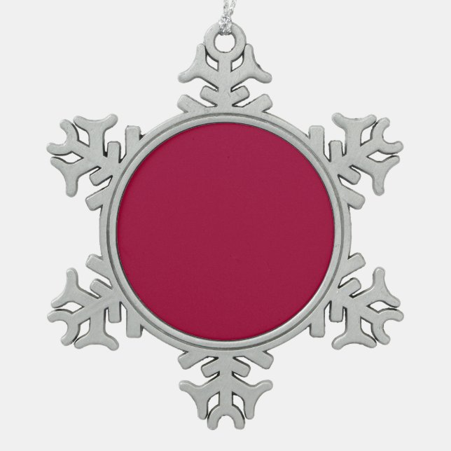 Blank Create Your Own - Cherry Red Snowflake Pewter Christmas Ornament (Front)