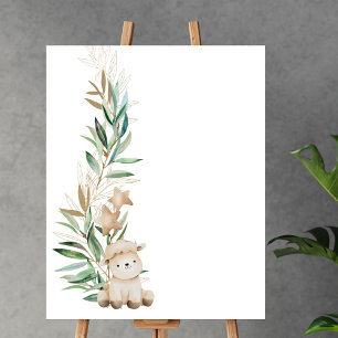 Blank Create Your Own Sweet Little Lamb Greenery Poster