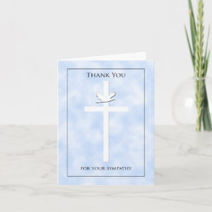Blank Cross & Dove Sympathy Thank You Note Card