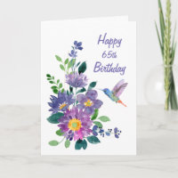 Blank Custom 65 Birthday Hummingbird Garden Flower