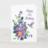 Blank Custom 75 Birthday Hummingbird Garden Flower