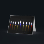 Blank Customisable Chanukah Greeting Card 2<br><div class="desc">Lit Chanukah candles against a black background.  Customise to add your own greeting.</div>