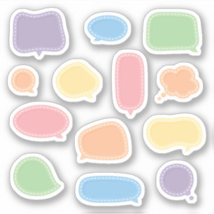 Blank Cute Pastel Speech Bubble Labels