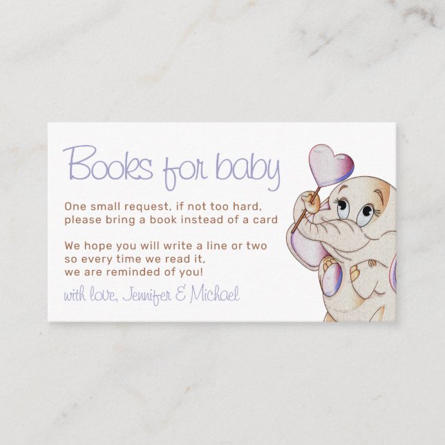 Blank Cutest Elephant Heart Balloon Books for Baby Enclosure Card (Front)
