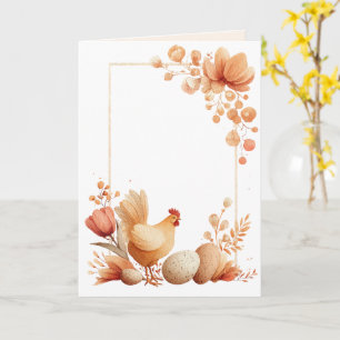 Blank Easter Greeting Card with Chicken