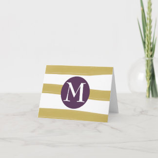 Blank Eggplant and Gold Monogram Note Card