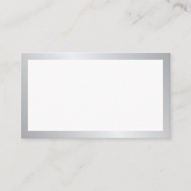 Blank Elegant Silver Wedding Place Card (Front)