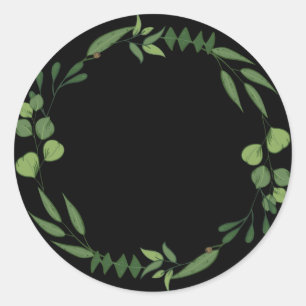 Blank Elegant watercolor leafy ornament Classic Ro Classic Round Sticker