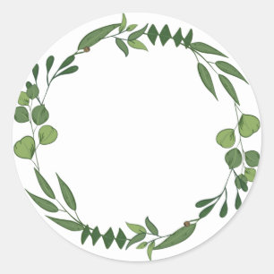 Blank Elegant watercolor leafy ornament Classic Round Sticker