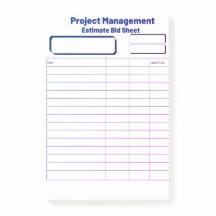 Blank Estimate Bid Sheet Post it Notes