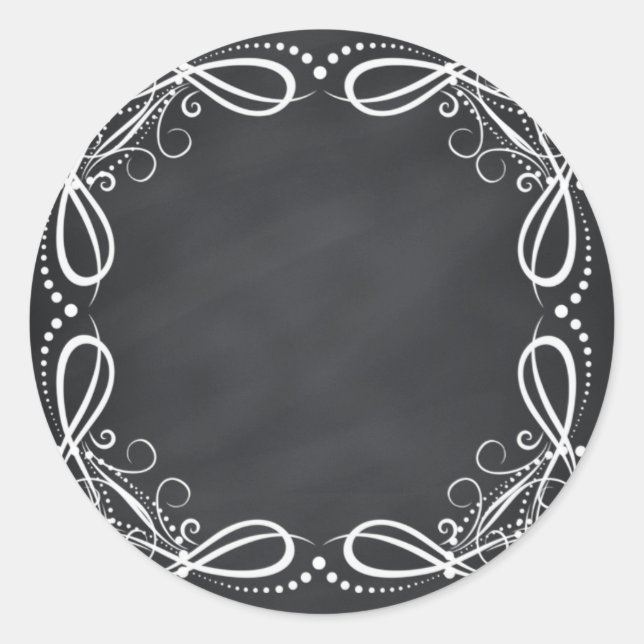 Blank Faux Chalkboard Floral Curves Customise Classic Round Sticker (Front)