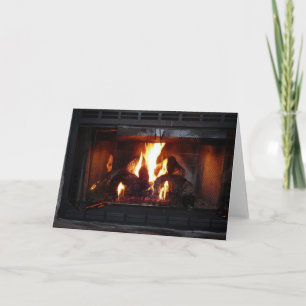 Blank Fireplace Greeting Card