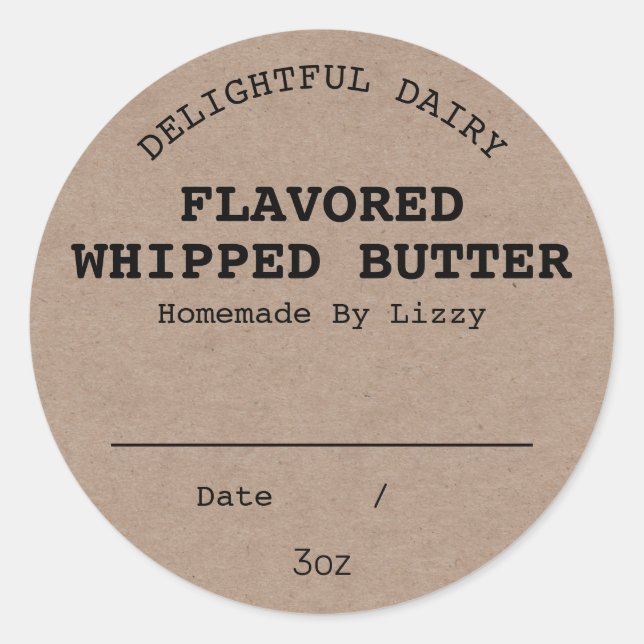 Blank Flavoued Whipped Butter Labels (Front)