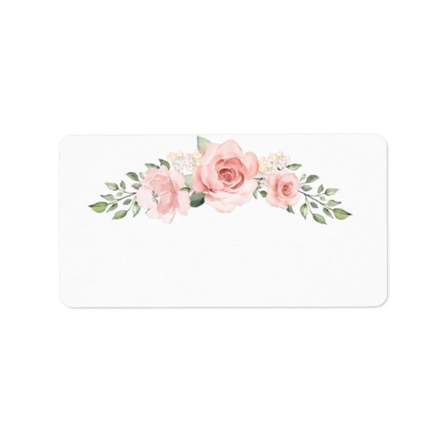 Blank Floral blush pink roses Label (Front)