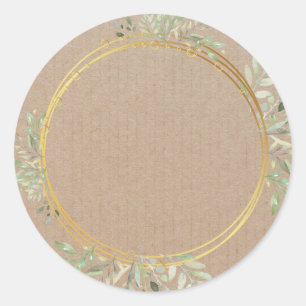 Blank Floral Wreath Label Classic Round Sticker