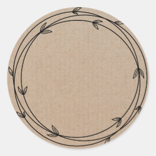 Blank Floral Wreath Label Classic Round Sticker