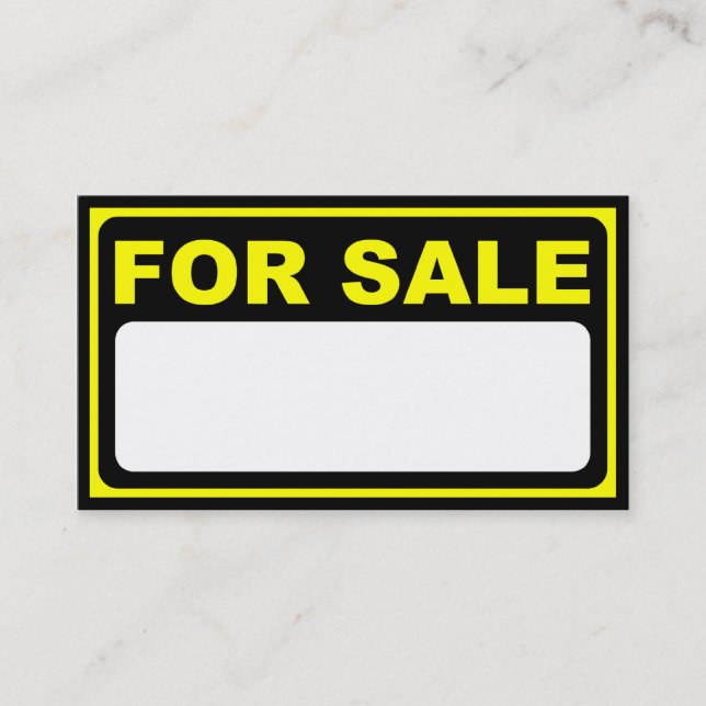 blank for sale sign business card (Front)