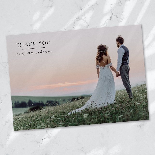 Blank for Your Message Personalised Photo Wedding Thank You Card (Creator Uploaded)