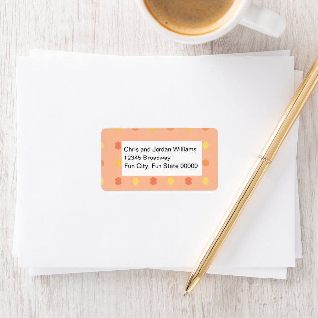 Blank Four Corners Peach Yellow Tiled Pattern Label (Insitu)