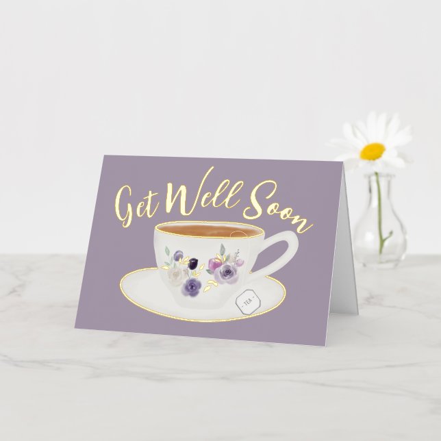 Blank Get Well Soon Real Foil Greeting Card (Small Flower)