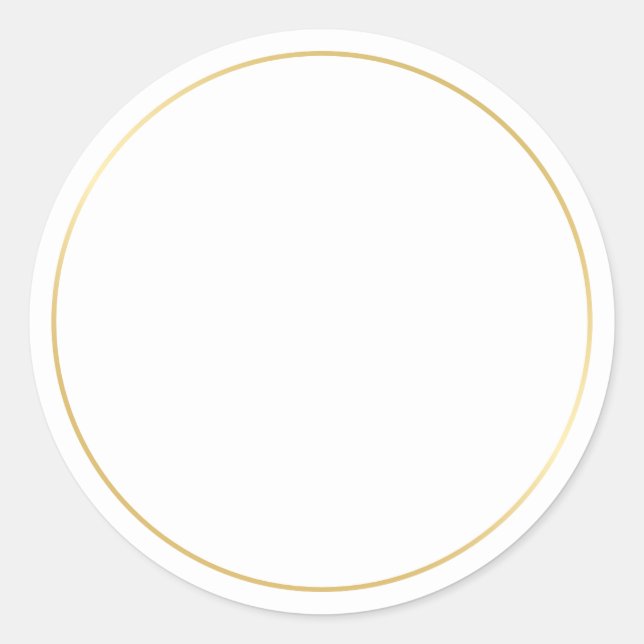 Blank Gold and White Classic Round Sticker (Front)