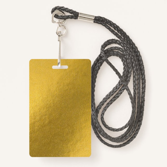 Blank Gold DIY Template Custom Text Photo Image  ID Badge (Front with Lanyard)