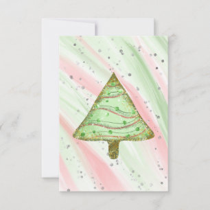Blank Gold Green Sparkle Modern Christmas Tree  An Announcement