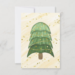 Blank Gold Green Sparkle Modern Christmas Tree  Announcement