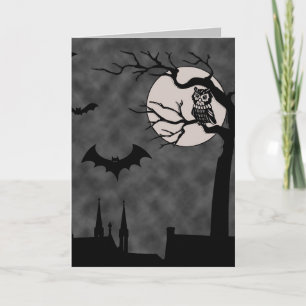 BLANK GOTHIC NIGHT OWL BATS MOON BLANK CARD
