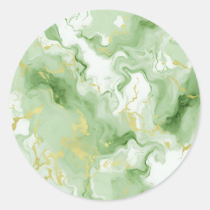Blank Green Marble Template Add Text Classic Round Sticker
