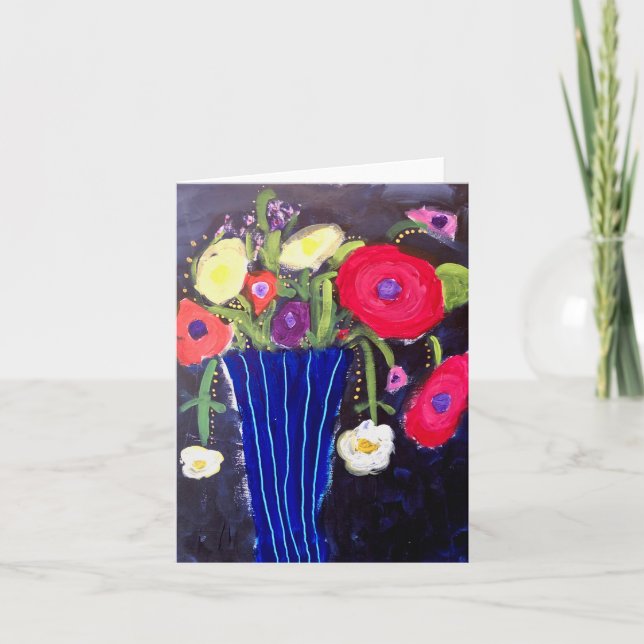 Blank greeting card - Flowers in vase (Front)