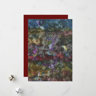 Blank Greeting Card of Hummingbirds in Flight