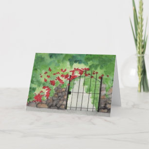 Blank Greeting Card "Old Garden Gate" Watercolor