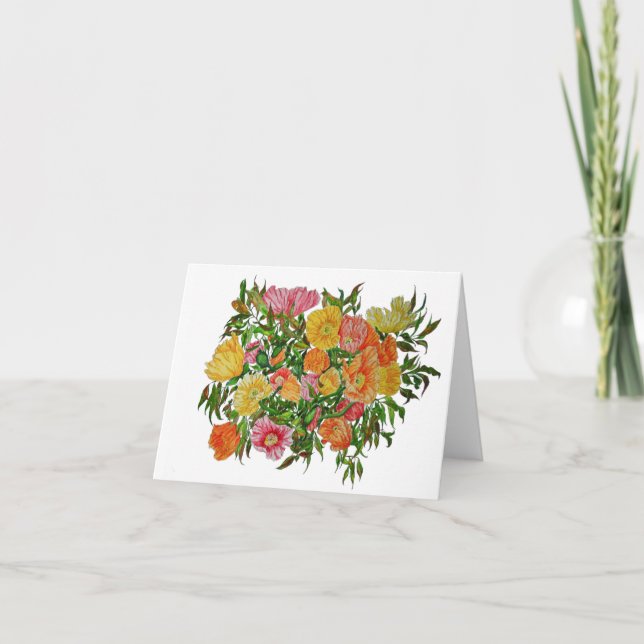 Blank Greeting Card Poppies (Front)