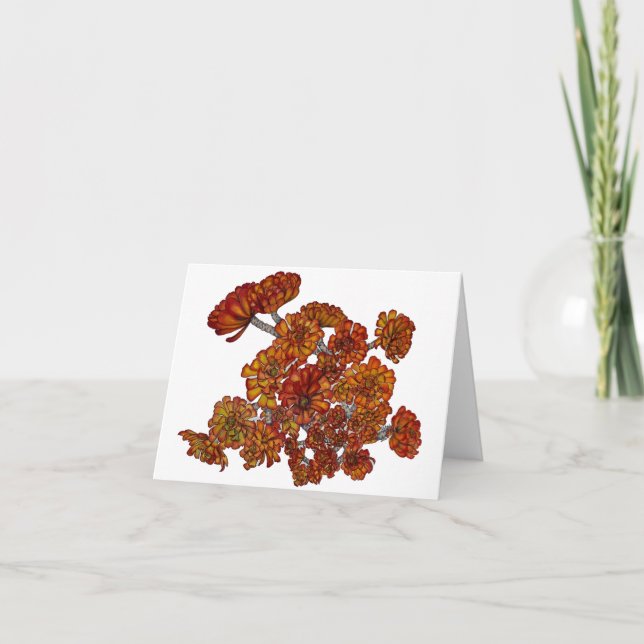 Blank Greeting Card Red Succulents (Front)