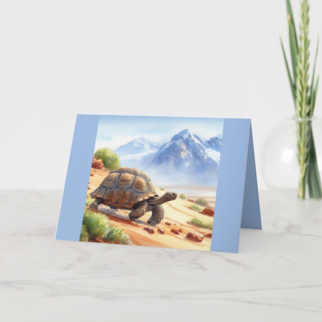 Blank Greeting Card with Desert Tortoise Walking (Front)