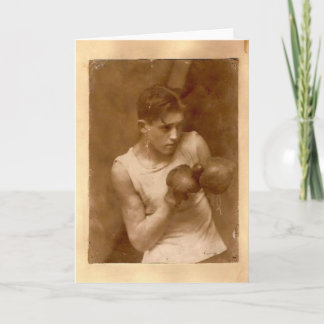 Blank Greeting Card With Vintage Boxer Image