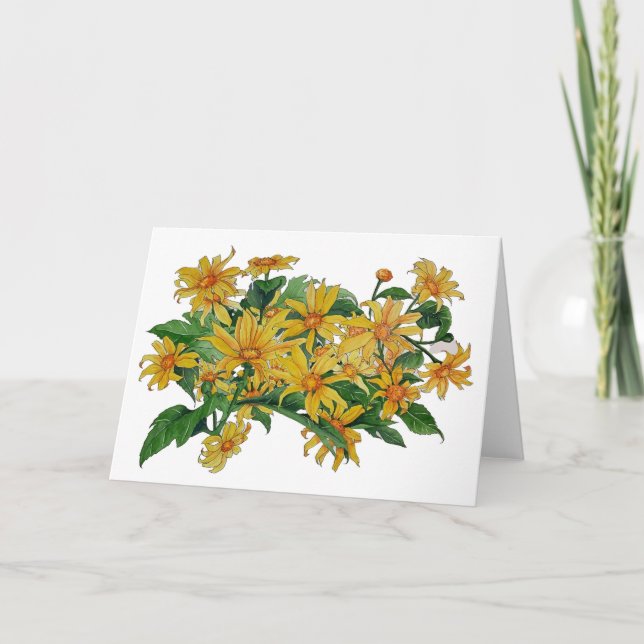 Blank Greeting Card Yellow Daisies (Front)