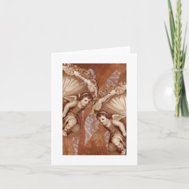 Blank Greeting Notecard Victorian Putti Angels (Front)