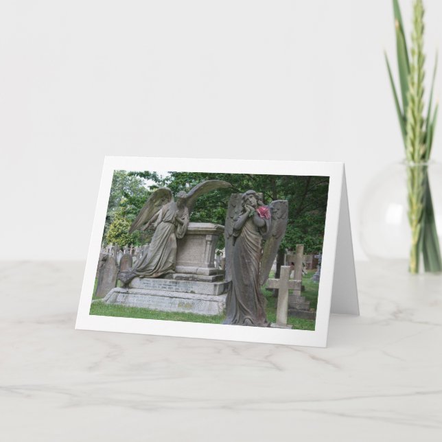 Blank Greetings Card: Angels With Flower Card (Front)