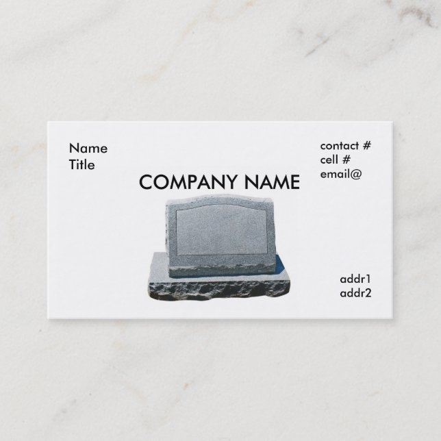 blank headstone business card (Front)