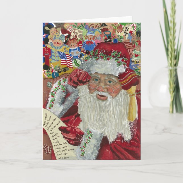 Blank Holiday Classic Santa Checking It Twice  Card (Front)