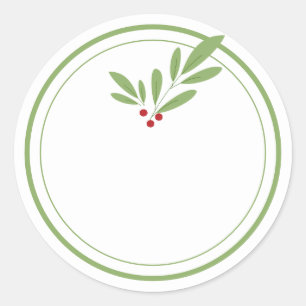 BLANK Holiday Greenery Homemade Classic Round Sticker