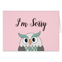Blank I'm Sorry Card - Owl